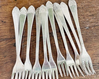 Set of 10 Silver Plated Cocktail Forks from The Waldorf Astoria