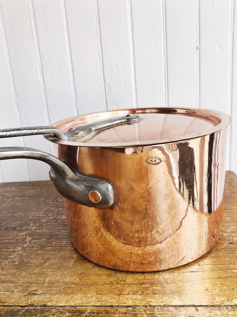 Large Antique Duparquet Copper Pot with Lid Etsy