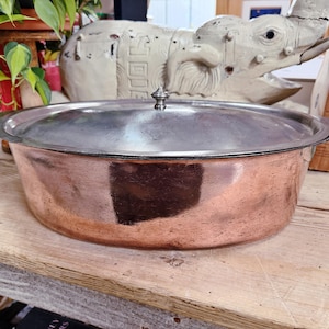 Large Antique Copper & Nickel Lidded Roaster from The Plaza NYC