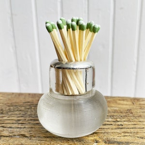 1919 English Sterling Silver and Glass Match Striker