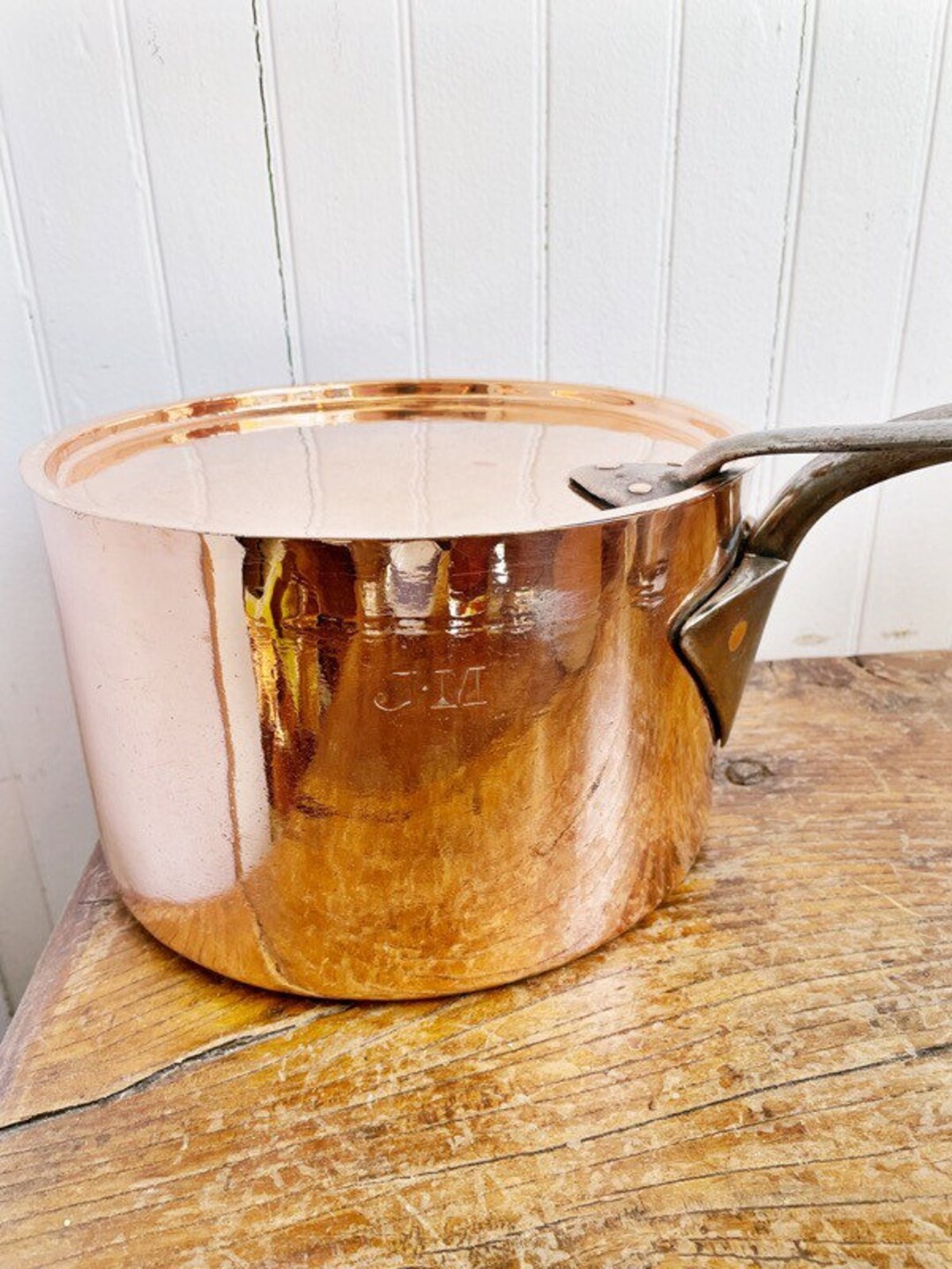 大型アンティーク英国製蓋付き銅鍋 - Etsy 日本