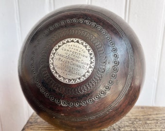 1904 English Sterling & Wood Trophy Lawn Bowling Ball