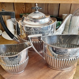 1906 English Silver Plated Baking Competition Trophy Tea Set