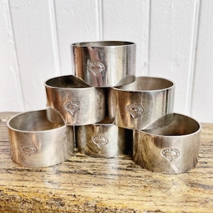 Antique British India Steam Navigation Co Silver Plated Napkin Rings - Set of 6