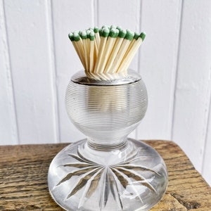 1904 English Sterling Silver and Glass Match Striker