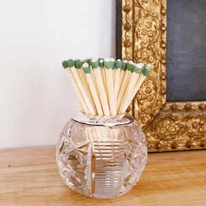 Antique English Sterling Silver and Glass Match Striker