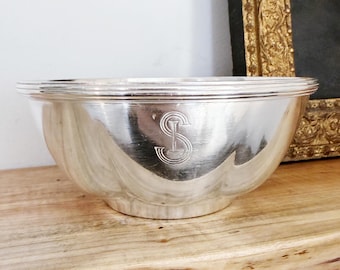 Cuenco de plata antiguo del transatlántico Lloyd Sabaudo Italian Line.