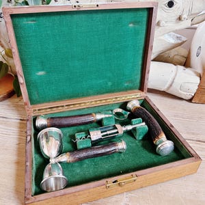 Antike Hirschgeweih und Sterling Silber Bar Set