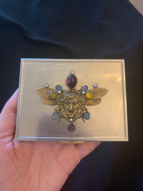 Cigarette case natural amethyst and citrine Stone,