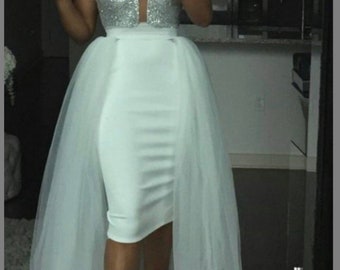 white reception dress