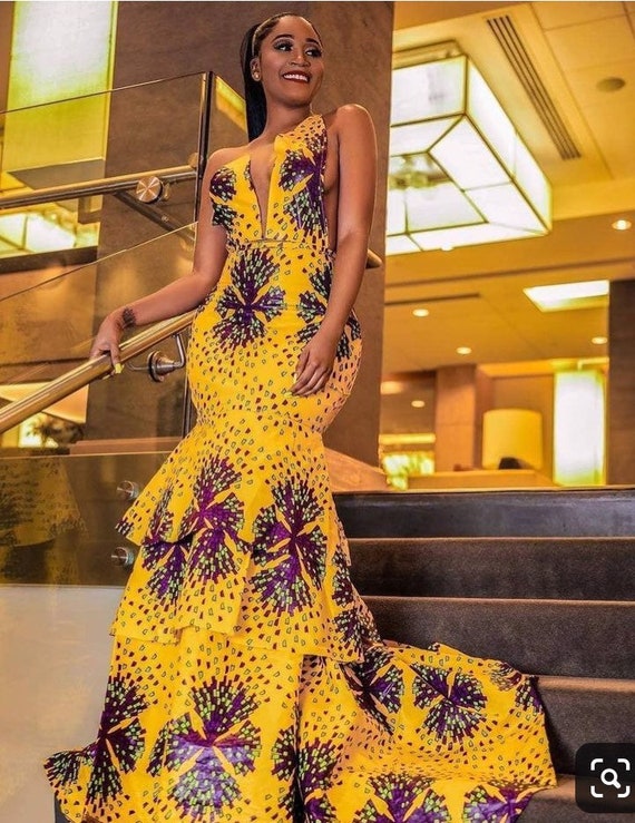 yellow african prom dress