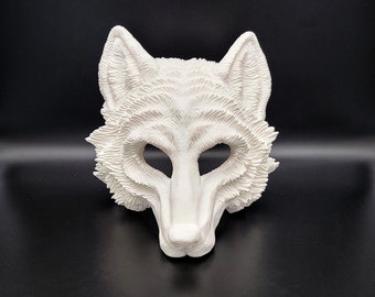 Masque loup vierge, masque lupin, masque Husky, masque de mascarade, masque de théâtre, demi-masque, masque d'Halloween, masque vierge, peignez vous-même