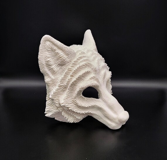 Resin Wolf Mask Blank, Stylized Wolf Face Mask, Wolf Masquerade