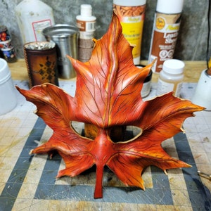 Autumn Green Man Mask - Mardi Gras Mask - Masquerade  - Leaf Mask