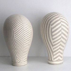 Striped mannequin head - Manikin head - Hat display - Canvas head - Mannequin head stand - dummy head - Headpiece display -Canvas Block Head