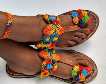 Boho Sandals for Women - Gift for Women - Multi Color Sandals - Summer Sandals - Colorful Sandals