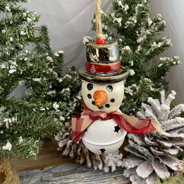 Handcrafted Snowman Bell Ornament