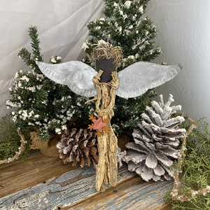 Hand-Crafted Driftwood Tin Angel
