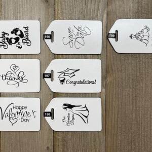 BULK LUGGAGE TAGS Silver Discount Pricing for weddings, bridal or baby showers, with silver imprints & buckles image 10