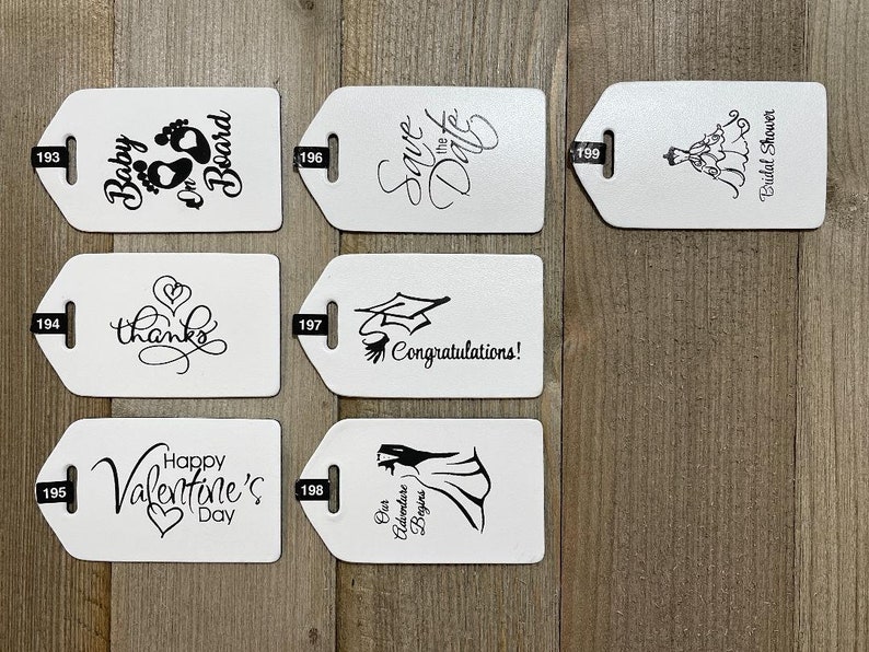 BULK LUGGAGE TAGS Silver Discount Pricing for weddings, bridal or baby showers, with silver imprints & buckles image 10