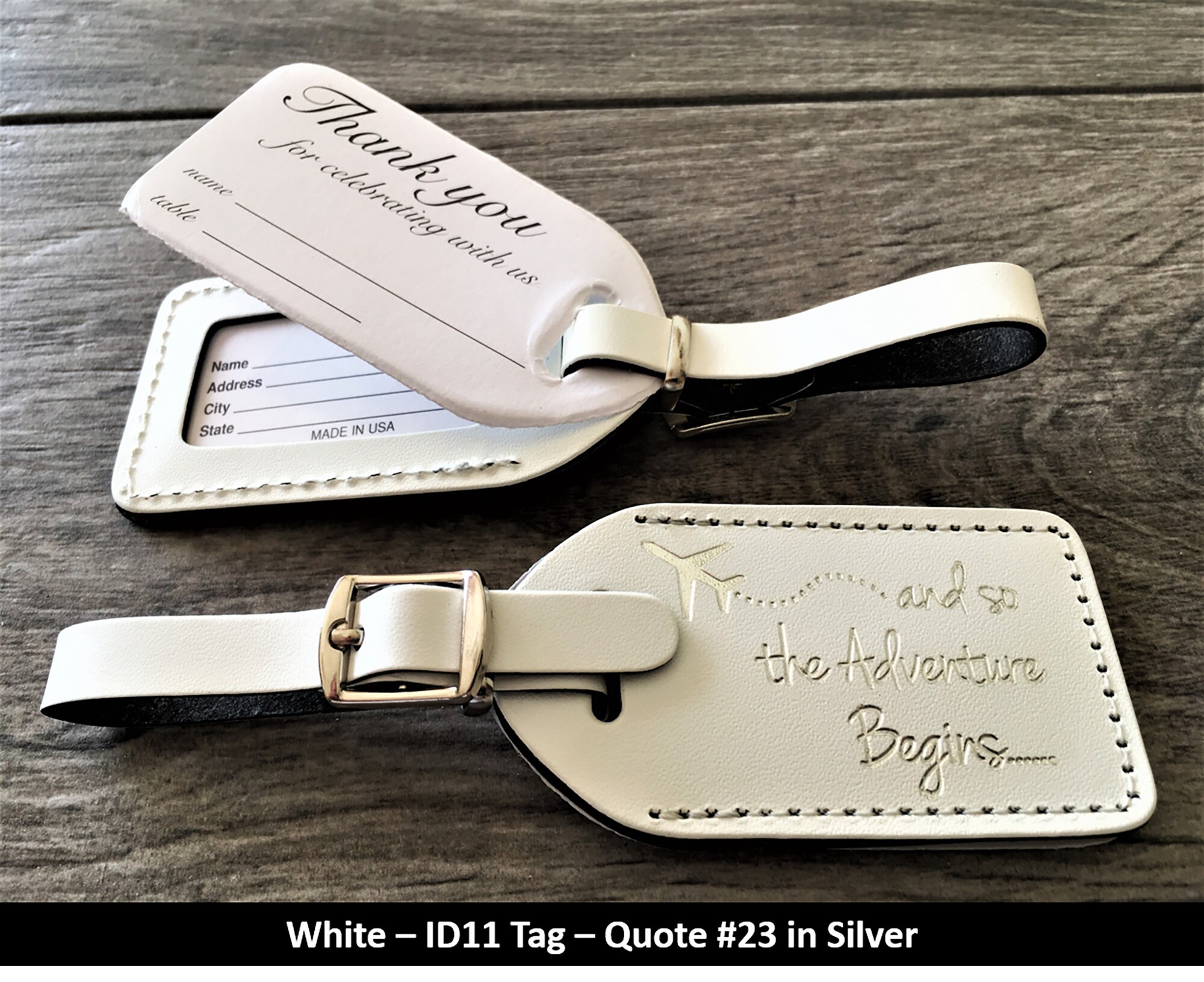 WEDDING LUGGAGE TAGS White leather style id 11 and so the Etsy