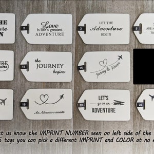 BULK LUGGAGE TAGS Silver Discount Pricing for weddings, bridal or baby showers, with silver imprints & buckles image 6