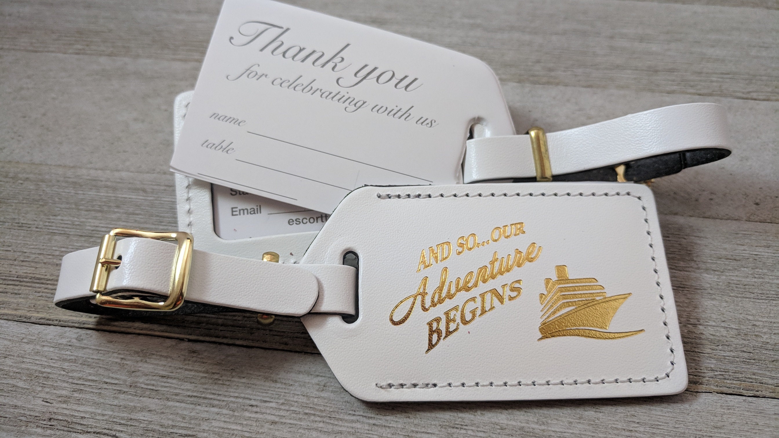 WEDDING LUGGAGE TAGS White Leather and so Our Adventure Etsy UK