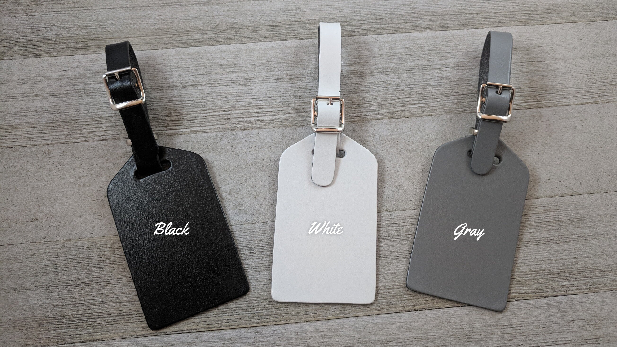 WEDDING LUGGAGE TAGS White leather with blank front for Etsy