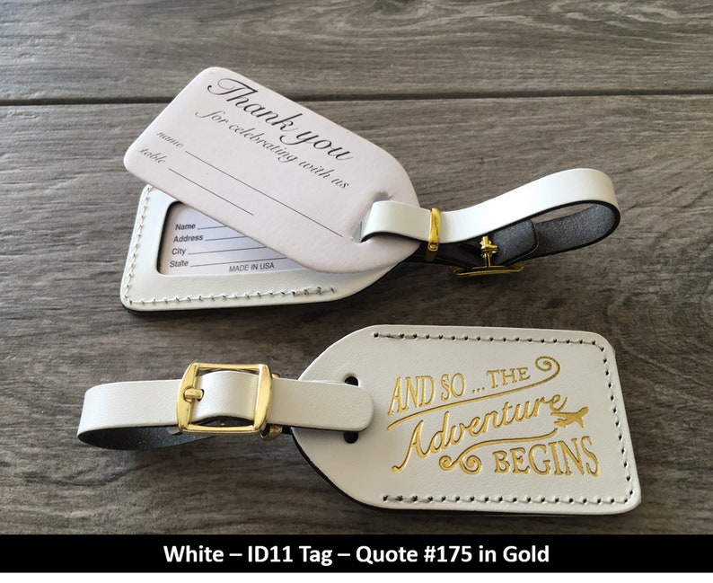 WEDDING LUGGAGE TAGS White Leather Style id 11 and so the Etsy Canada