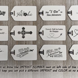 BULK LUGGAGE TAGS Silver Discount Pricing for weddings, bridal or baby showers, with silver imprints & buckles image 8