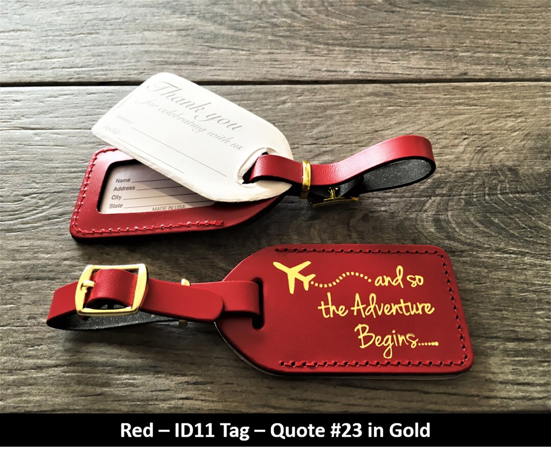 WEDDING LUGGAGE TAGS Red Leather Style id 11 and so the Etsy