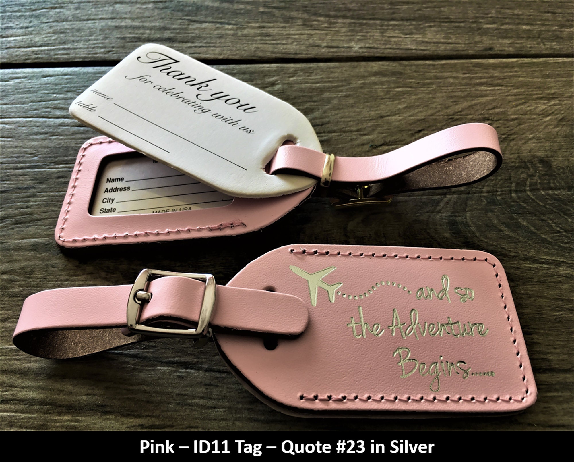 WEDDING LUGGAGE TAGS Pink Leather Style id 11 and so the Etsy Australia
