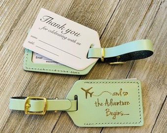 Wedding Luggage Tags -Princess Style- Mint Green Quote# 23 Gold