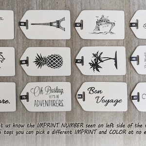 BULK LUGGAGE TAGS Silver Discount Pricing for weddings, bridal or baby showers, with silver imprints & buckles image 7
