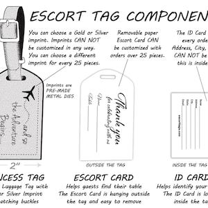 BULK LUGGAGE TAGS Silver Discount Pricing for weddings, bridal or baby showers, with silver imprints & buckles image 3