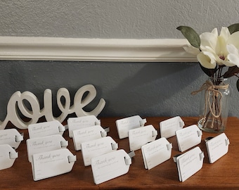 Bulk banquet wedding seating | Princess style tags for weddings, bridal shower and weddings / gold imprint and matching buckle