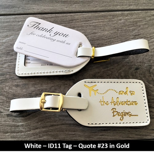 WEDDING LUGGAGE TAGS White Leather Style id 11 and so the Etsy