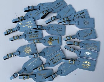 ASSORTIMENT d'étiquettes de bagage/ID11/Citations bleues Cendrillon avec impressions et boucles argent/or/Notre choix. Fabriqué aux États-Unis.