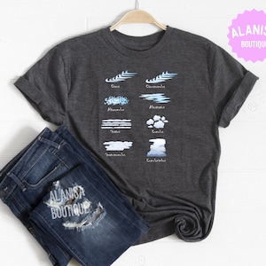 Cloud Shirt, Types Of Clouds, Rainy Day Shirt, Cloud Shape, Weather Forecast, Weather Tee, Meteorologist, Climate Change, Clouds