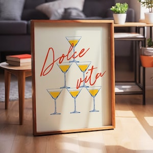 La Dolce Vita Print, Trendy Wall Art, Italian Quote Typography Art, Retro Wall Print, Cin Cin Club,Modern Bar Cart Art,Food & Drink Print