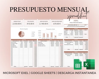 Monthly budget spreadsheet, monthly budget template, excel, google sheets, expense control, financial planner