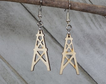 Oil Derrick earrings that every Roughneck Wife will love. and gas collectible