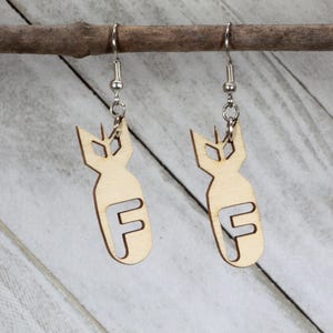 F Bomb Wooden Dangle Earrings