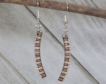 Piano Curve Keyboard Wooden Dangle Earrings for Music Lovers