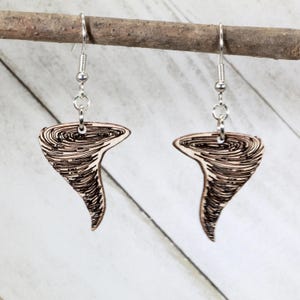 Tornado Wooden Dangle Earrings