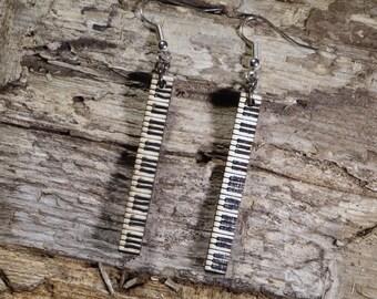 Piano Bar Keyboard Wooden Dangle Earrings for Music Lovers