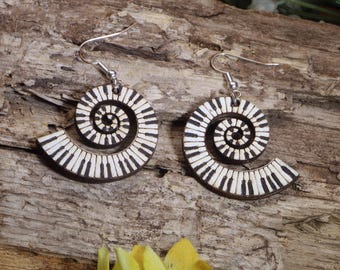 Piano Swirling Keyboard Wooden Dangle Earrings for Music Lovers