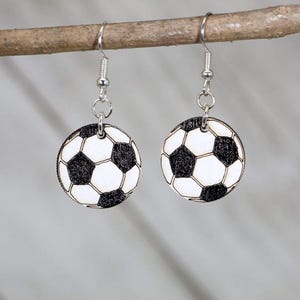Soccer Ball Wooden Dangle Earrings
