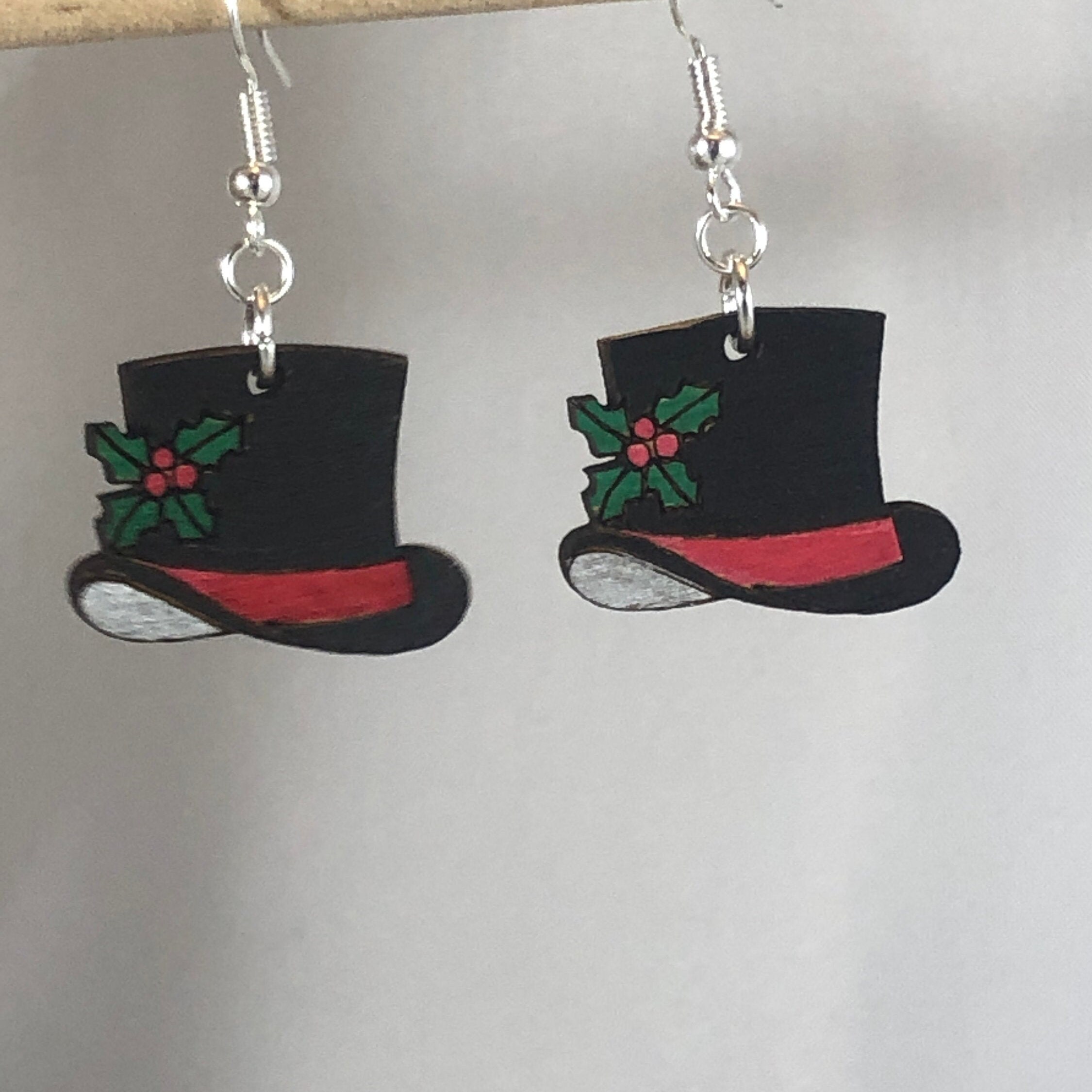 Snowman Christmas Black Top Hat With 