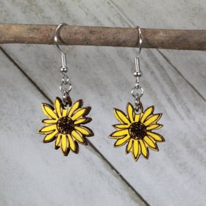 Sunflower Earrings, Handmade Straight form the Heart of Kansas Jewelry, Yellow Daisy jewelry.